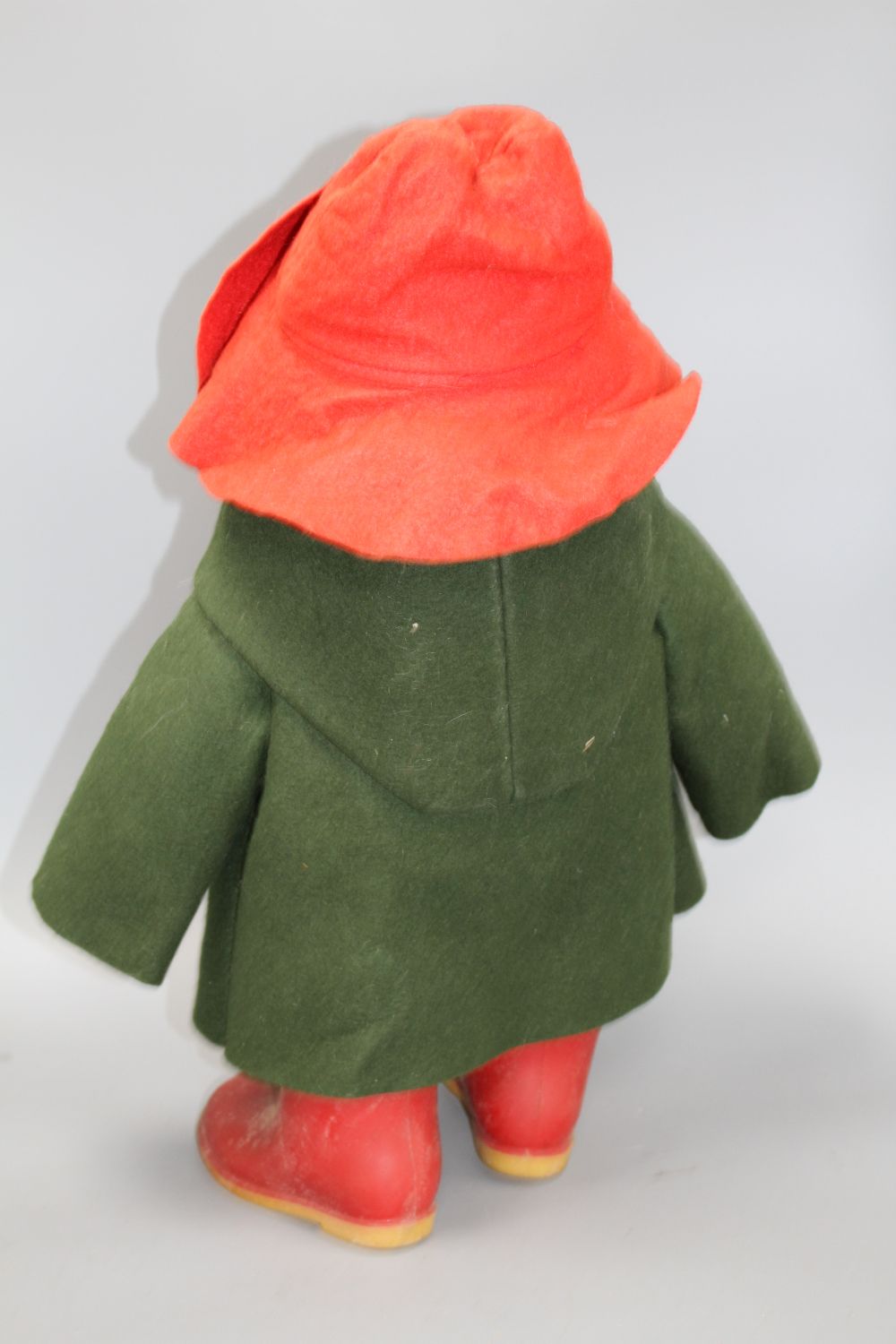 Paddington, original clothes, unusual green coat, Dunlop boots, 20in.